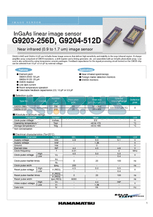 G9204-512D datasheet - InGaAs linear image sensor