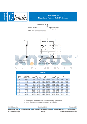 M85049-94-18-A datasheet - Mounting Flange, Full Perimeter