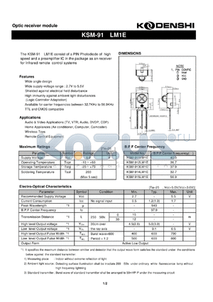 KSM-913LM1E datasheet - Optic receiver module