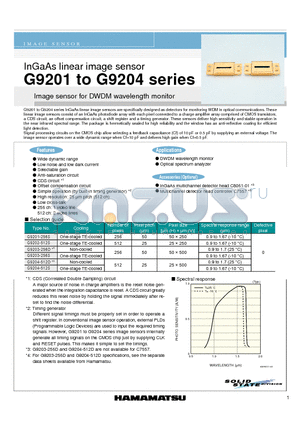 G9204-512S datasheet - InGaAs linear image sensor