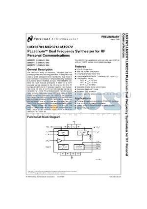 LMX2371TMX datasheet - PLLatinum Dual Frequency Synthesizer for RF Personal Communications