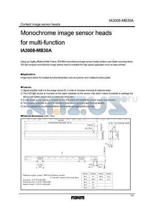 IA3008-MB30A datasheet - Monochrome image sensor heads for multi-fuction