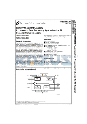 LMX2372TMX datasheet - PLLatinum Dual Frequency Synthesizer for RF Personal Communications