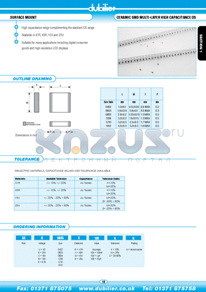 DSU0603R104KN datasheet - SURFACE MOUNT CERAMIC SMD MULTI-LAYER HIGH CAPACITANCE DS