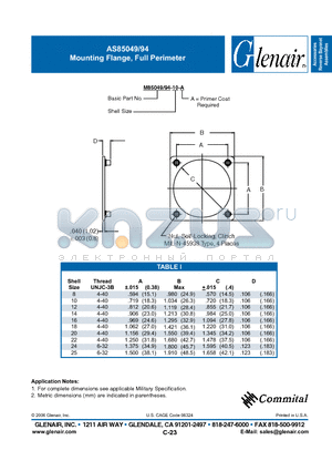 M85094-12-A datasheet - Mounting Flange, Full Perimeter