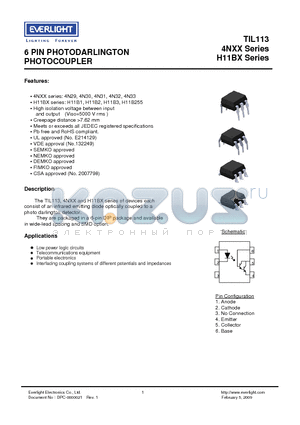 H11B1 datasheet - 6 PIN PHOTODARLINGTON