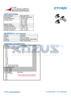 CT1102V10.35F160C02 datasheet - CIT SWITCH