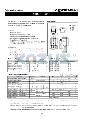 KSM-915SY1E datasheet - Optic receiver module