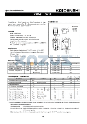 KSM-915SY1T datasheet - Optic receiver module