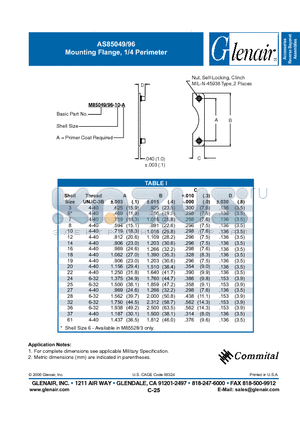 M85096-7-A datasheet - Mounting Flange, 1/4 Perimeter