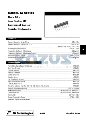 M85331JAP datasheet - Thick Film Low Profile SIP Conformal Coated Resistor Networks
