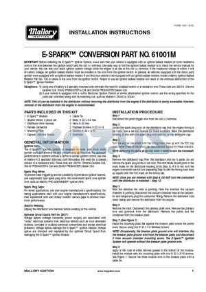 61001M datasheet - E-SPARK CONVERSION