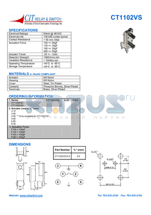 CT1102VS13.15F260 datasheet - CIT SWITCH