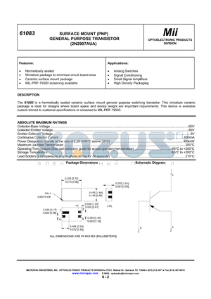 61083-001 datasheet - SURFACE MOUNT (PNP) GENERAL PURPOSE TRANSISTOR