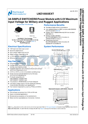 LMZ10503EXTTZE datasheet - 3A SIMPLE SWITCHER^ Power Module with 5.5V Maximum Input Voltage for Military and Rugged Applications