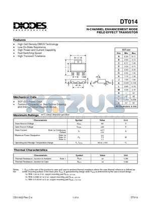 DT014 datasheet - N-CHANNEL ENHANCEMENT MODE FIELD EFFECT TRANSISTOR