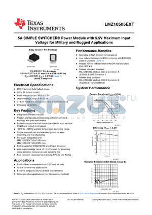 LMZ10505EXTTZ datasheet - 5A SIMPLE SWITCHER^ Power Module with 5.5V Maximum Input Voltage for Military and Rugged Applications