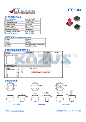 CT1103AF180C24 datasheet - CIT SWITCH