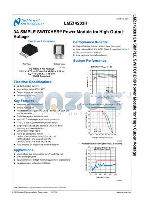 LMZ14203H datasheet - 3A SIMPLE SWITCHER^ Power Module for High Output Voltage