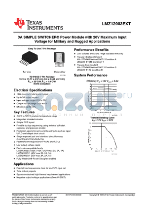 LMZ12003EXT datasheet - 3A SIMPLE SWITCHER^ Power Module with 20V Maximum Input Voltage for Military and Rugged Applications