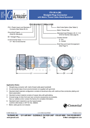ITH06A18PW datasheet - Straight Plug Assembly