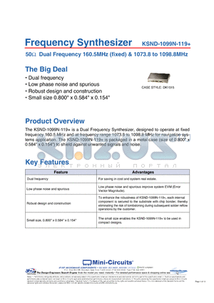 KSND-1099N-119+ datasheet - Frequency Synthesizer