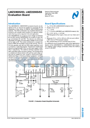 LMZ23603 datasheet - Evaluation Board to be an easy-to-use platform to evaluate