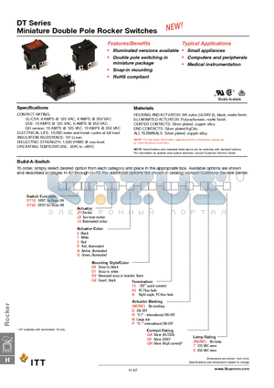 DT12J12S202DQF datasheet - Miniature Double Pole Rocker Switches