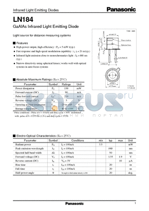 LN184 datasheet - GaAlAs Infrared Light Emitting Diode