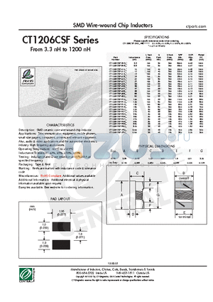 CT1206CSF-012J datasheet - SMD Wire-wound Chip Inductors