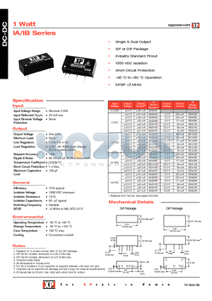 IB0512S datasheet - DC-DC Power Supplies