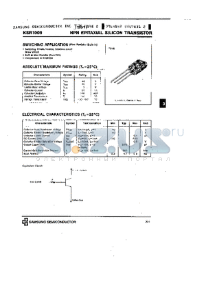 KSR1009 datasheet - NPN (SWITCHING APPLICATION)