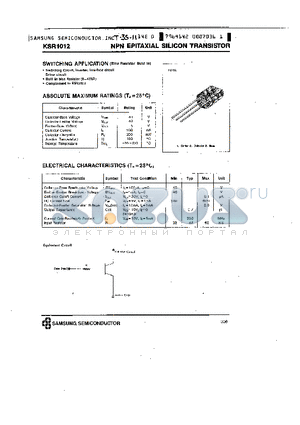 KSR1012 datasheet - NPN (SWITCHING APPLICATION)