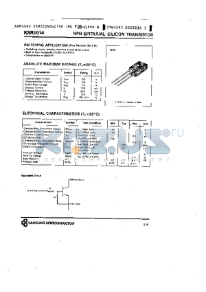 KSR1014 datasheet - NPN (SWITCHING APPLICATION)