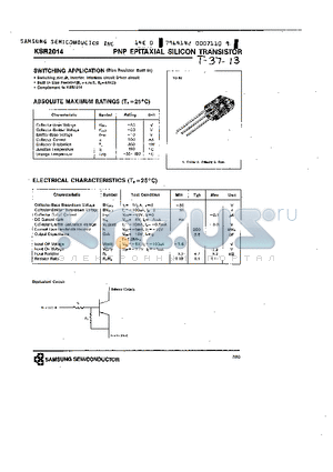 KSR2014 datasheet - PNP (SWITCHING APPLICATION)