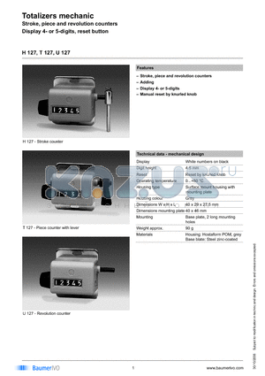 H127 datasheet - Totalizers mechanic