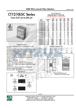 CT1210LSC-2R7J datasheet - SMD Wire-wound Chip Inductors