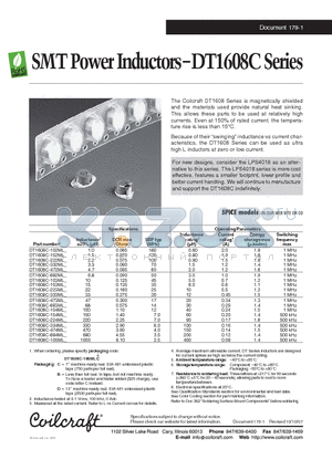 DT1608C-102ML datasheet - SMT Power Inductors