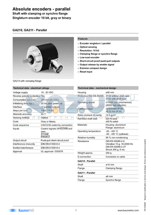 GA211.0201105 datasheet - Absolute encoders - parallel