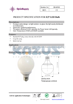 IBADWS datasheet - PRODUCT SPECIFICATION FOR E27 LED Bulb Quick start up