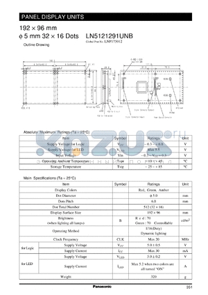 LN5121291UNB datasheet - PANEL DISPLAY UNITS