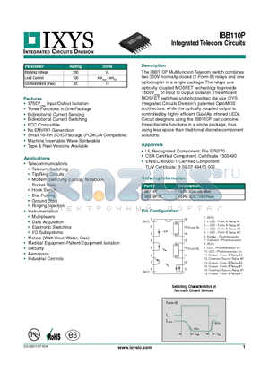 IBB110PTR datasheet - Integrated Telecom Circuits