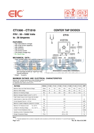 CT1502 datasheet - CENTER TAP DIODES