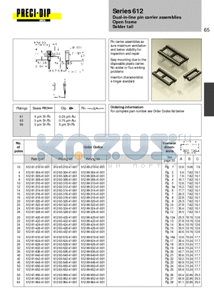 612-91-310-41-001 datasheet - Dual-in-line pin carrier assemblies Open frame Solder tail