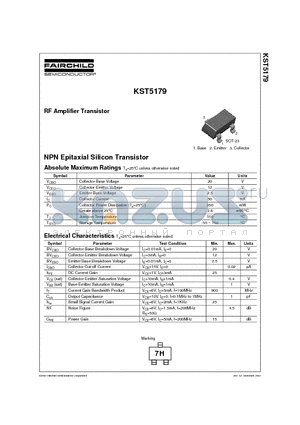 KST5179 datasheet - RF Amplifier Transistor