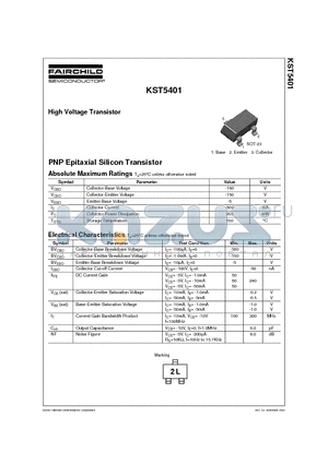 KST5401 datasheet - High Voltage Transistor