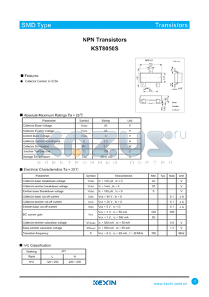 KST8050S datasheet - NPN Transistors