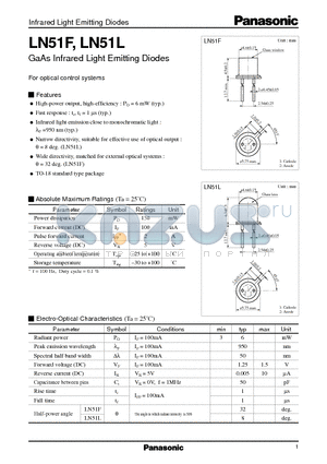 LN51F datasheet - GaAs Infrared Light Emitting Diodes