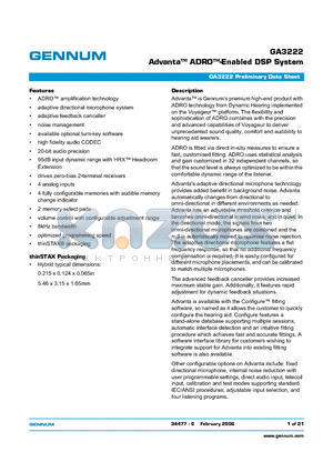 GA3222 datasheet - Advanta-TM ADRO-TM - Enabled DSP System