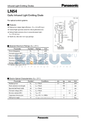 LN54 datasheet - GaAs Infrared Light Emitting Diode